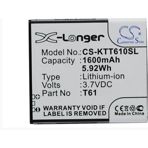 Cameron Sino 1600mAh battery for K-TOUCH T61 Mobile, SmartPhone Battery