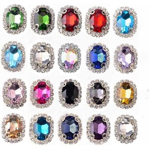 SKYE CIEL DIY Accessories 10Pcs/pack 15*20mm 4-hole Sewing Jewelry Handmake Fitting Rhinestones Embellishments Caps Decorations