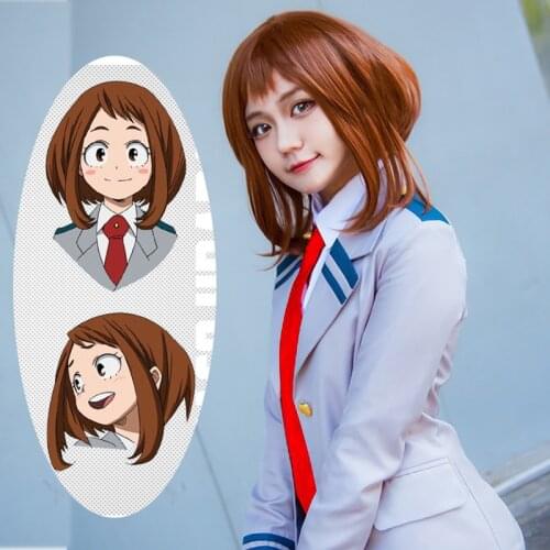 Anime My Hero Academia Ochako Uraraka Wig Short Brown Heat Resistant Synthetic Hair Cosplay Wig + Wig Cap