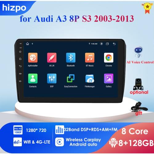 9" 4G LTE Android 10.0 Navigation For Audi A3 2003-2011 RS3 Sportback Car Multimedia Player GPS Radio Stereo 4GRAM 32G USB 128G