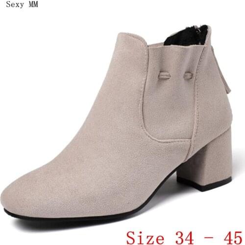 Spring Autumn High Heels Women Ankle Boots Woman Short Boots High Heel Shoes Plus Size 34 - 40 41 42 43 44 45