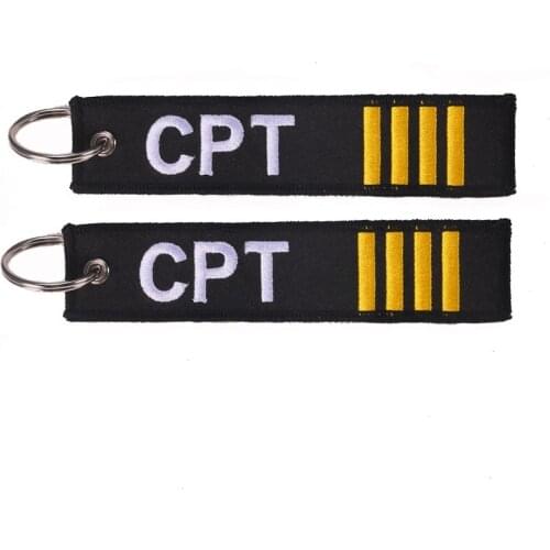 20 PCS Wholesale CPT Aviation Key Chains for Pilots Yellow Embroidery Key Ring Chain for Aviation Gifts Fashion Keychain Jewelry