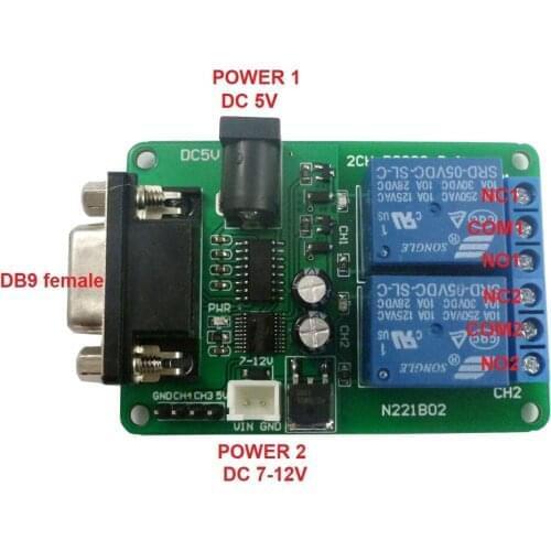 Dc 5v 7.5v 9v 2 Channel Rs232 Relay Module Remote Control Usb Pc Uart Com Serial Port