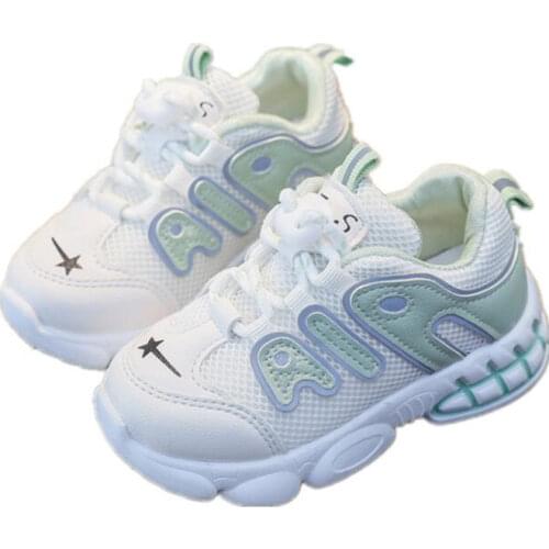 Childrens shoes 2021 spring and autumn new breathable mesh boys' casual shoes Velcro soft bottom non slip girls' sports shoes