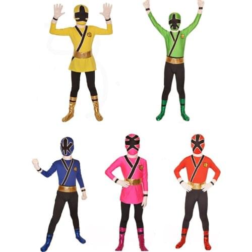 Samurai Sentai Shinkenger Costume kids Samurai cosplay children Halloween costumes for kid superhero Samurai Rangers zentai suit