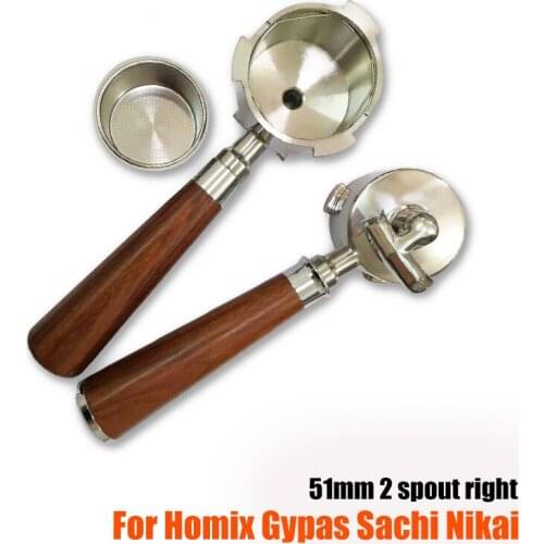 Double Mouths Coffee Bottomless Portafilter for Homix, Gypas, Sachi, Nikai Filter 51MM Replacement Basket Coffee Accessories