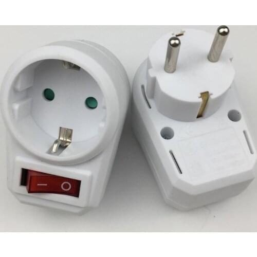 European Conversion Plug 1 to 1 Way Power Adapter Adaptor with Switch 16A AC250V Y98E
