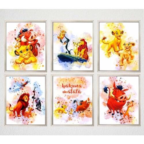 Canvas Hd Printed Disney Lion King Pictures Wall Art Cartoon Character Paintings Home Decor Modular Posters For Kids Bedroom