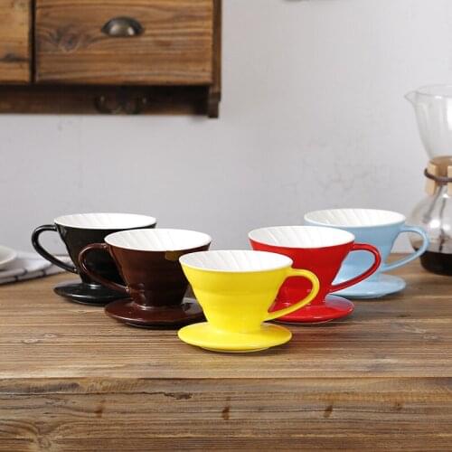 Ceramic Coffee Dripper Engine V60 Style Coffee Drip Filter Cup Permanent Pour Over Coffee Maker with Separate Stand for 1-4 Cups