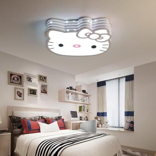 Hellokitty Cat Childrens Room Ceiling Lamp Pink Cartoon Bedroom Lamp Smart Lamp With Remote Control Lamp 30W Energy Saving
