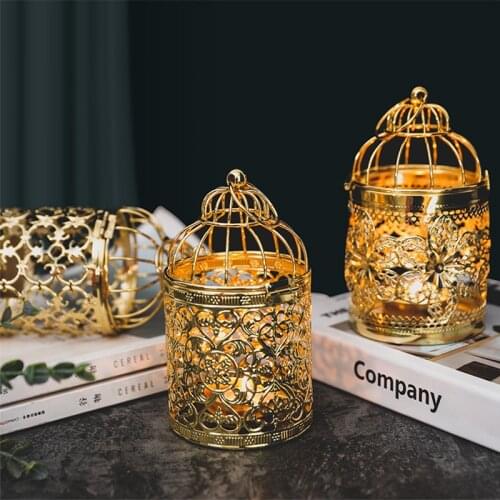 Creative Metal Bird Cage Candlestick Festival Party Desktop Candle Holder Wedding Decoration Candle Accessory Home Decor