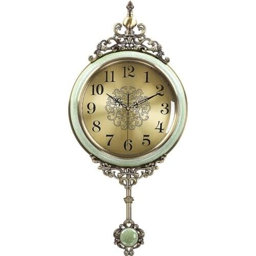 Metal European Vintage Wall Clock Luxury Pendulum Living Room American Classic Creative Gold Roman Kitchen Home Decor AA50ZB