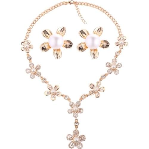 Fashion Alloy Flower Design Jewelry set With Imitation Pearls