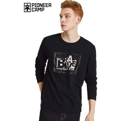 Pioneer Camp Fashion Mens Sweatshirt Brown Black Pullover Casual Graphic Print Hip Hop Cotton Male Hoodies AWY901285