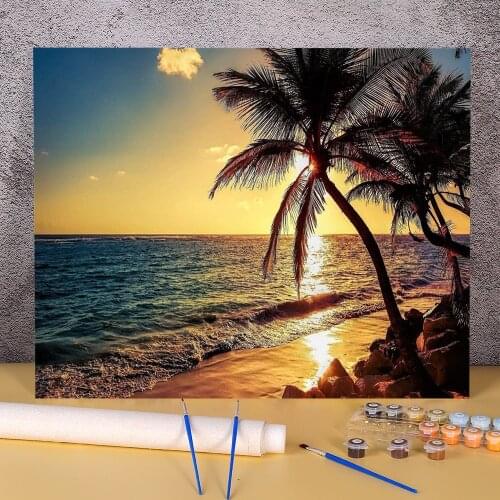 Nature DIY Painting By Numbers Kit Oil Paints 50*70 Canvas Pictures New Design For Adults Wall Art Handicraft