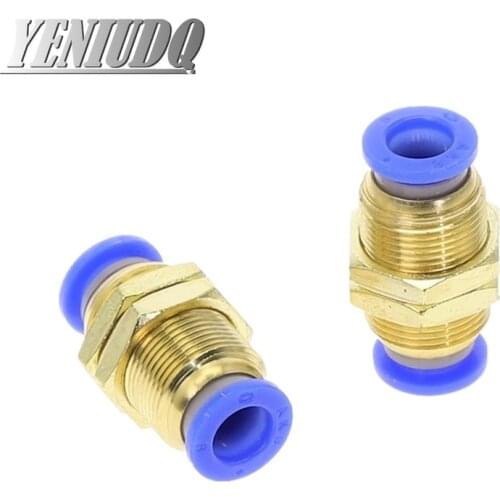 PM" Tube One Touch Push Into Gas Connector Brass Quick Fitting 4mm to 12mm OD Hose Air Pneumatic Straight Bulkhead Union
