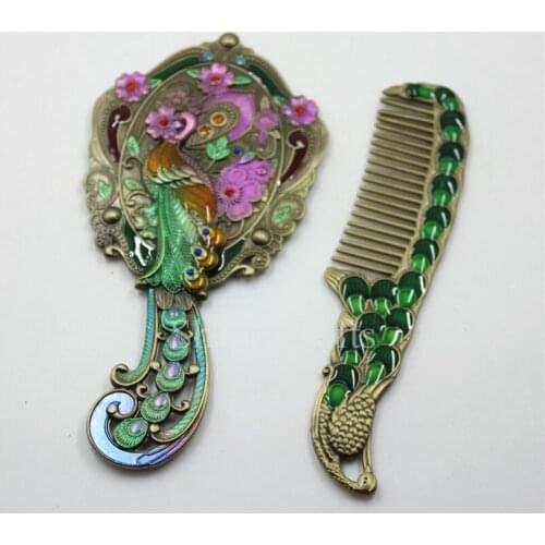 Valentines Day Gifts Peacock Design with Comb New Fashion Handle Mirror