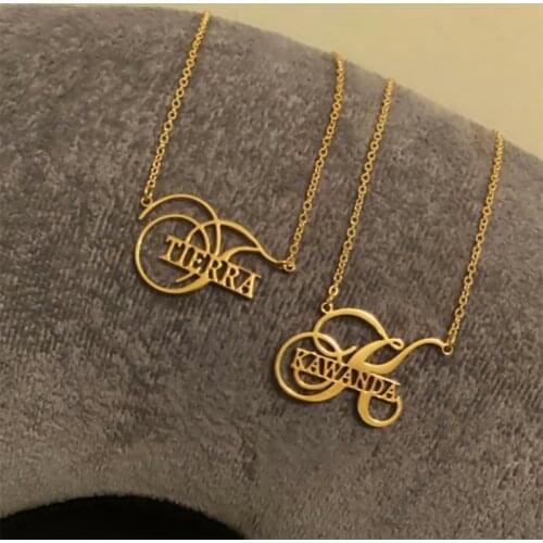 Customized Jewelry Big First Letter Nameplate Choker Necklace for Women Gifts Personalized Name Necklace Pendant Stainless Steel