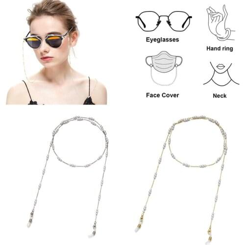 Imitation Pearls Eyeglasses Mask Chain Beaded Glasses Chain Lanyard Neck Strap Cord Face Cover Holder Reading Glasses Eyewears
