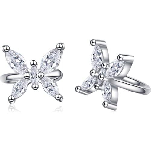 Girls' Lovely Bowknot Clip Earrings Shiny Zirconia Stone Prong Butterfly Cuff Earring Charming Small Earring Jewelry For Women