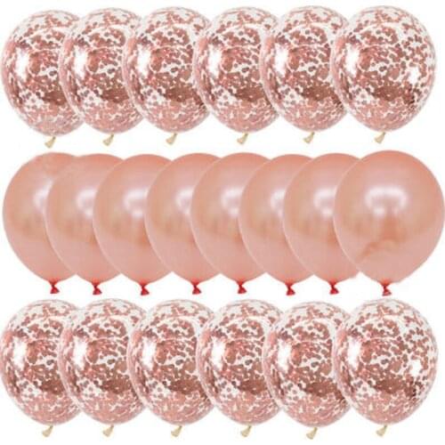 20Pcs Rose Gold Latex Balloon Confetti Set Wedding Engagement Birthday Party Baby Shower Round Balloons Decoration Supplies