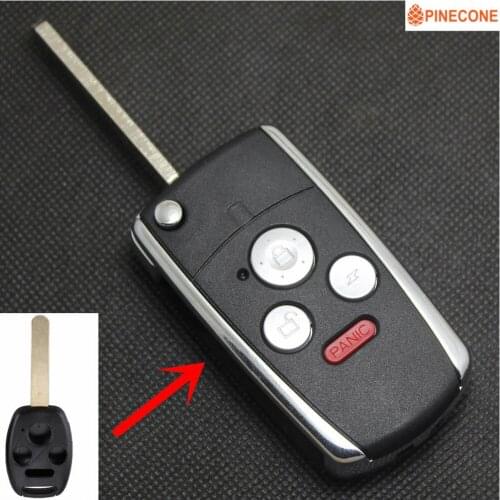 PINECONE for HONDA ACCORD CIVIC CR-V PILOT Key Car Key Case Styling 3+1 Button Uncut HON66 Blade Remote Car Key Shell 1 PC