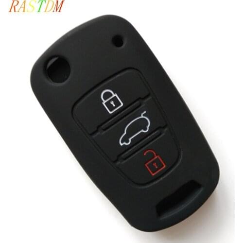 1pcs Silicone Key Case Cover Flip Folding Holder Protecting For Kia RIO K2 K5 k7 Sportage Sorento SOUL Pro Ceed Cerato 3 Buttons