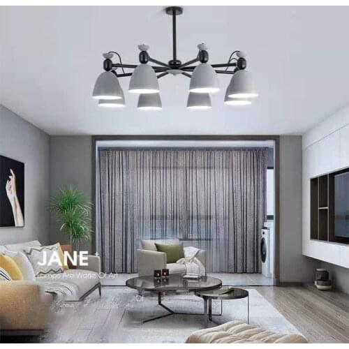 Modern minimalist metal chandelier E27 led gray & green color universal head chandeliers for kitchen living room bedroom study