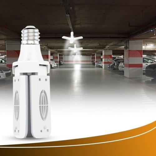 30W LED Garage Lights Foldable E26 Bulb 3/4 Adjustable Fan Blades Deformable Workshop Warehouse Ceiling Lighting 6500K AC85-265V