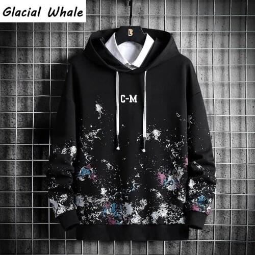 GlacialWhale Autumn Harajuku Splash ink Hoodie Men Clothing Mens Hoodies Hip Hop Japanese Streetwear Hoodies Sweatshirt Tops