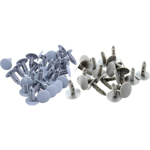 20 Pcs Gray Plastic Car Trim Clips Rivet Fastener 6mm Hole 26mm Head & 30 Pieces Plastic Fastening Screws Gray Flange Fender Bum