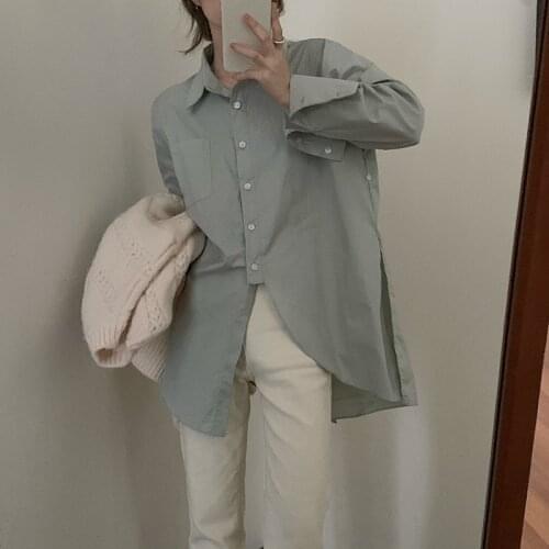 Chic Women Shirt Summer Office Ladies Casual Turn-down Collar Tops And Shirts Female Korean Long Sleeves Loose Blouse