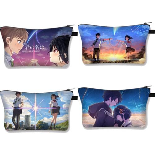 Anime Your Name Kimi No Na Wa Cosmetic Bag Woman Multifunction Cosmetic Case Organizer Makeup Bags Female Storage Make up Cases