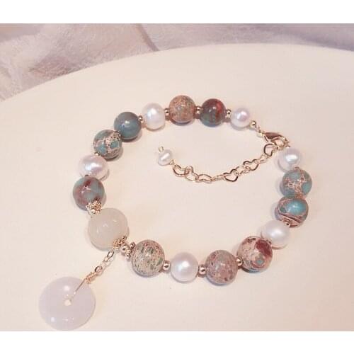 Safety Button Handmade Women Natural Stone Women Bracelet Jewelry