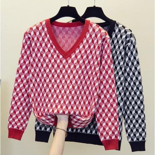 Causal Womens Loose Pullover Knitted 2021 Autumn And Winter Long Sleeve Thousand V Neck Womens Top