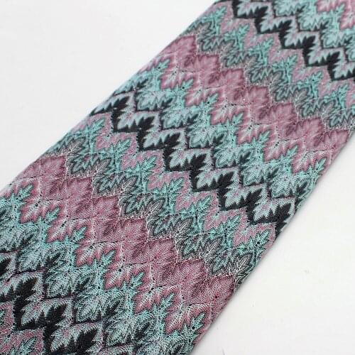 Zig Zag Knits Lace Fabrics 1 Meter For Dress Grey Wave Striped Crochet Mesh Fabrics Diy Fashion Cloth Maple Leaf 150CM Wide