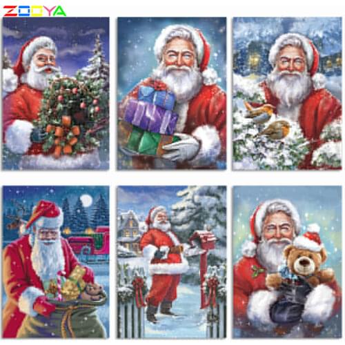 ZOOYA 5D DIY Diamond Painting Santa Claus Diamond Embroidery Christmas Full Square Diamond Mosaic Winter Cross Stitch Home Decor