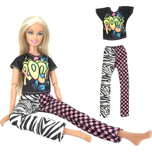 1 Set Street Graffiti Dress Letters Casual Short Shirt Party Dress For Barbie Doll Accessories 292O