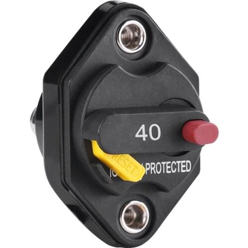 1 pcs 32V DC 40 Amp Manual Reset Circuit Breaker Switch Car Boat Fuse Holder Waterproof black housing with yellow and red button