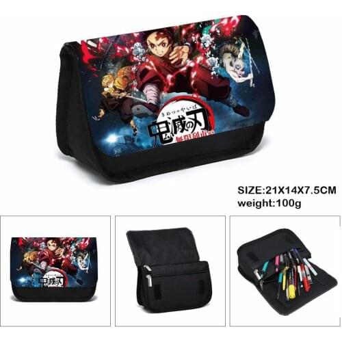 1Pcs Anime Demon Slayer Kimetsu No Yaiba Pencil Case Zipper Makeup Bag Pen Stationery Bag Catoon Pencil Box