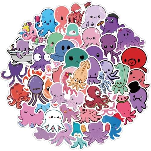 10/30/50PCS Cute Octopus Cartoon Graffiti Stickers Car Motorcycle Travel Luggage Guitar Fridge Laptop Decal Fun Kid Toy Sticker
