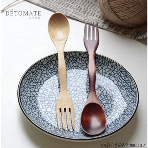 100pcs Wooden Spoon Forks Coffee Tea Spoons Salad Fruit Fork Natural Wood Cutlery