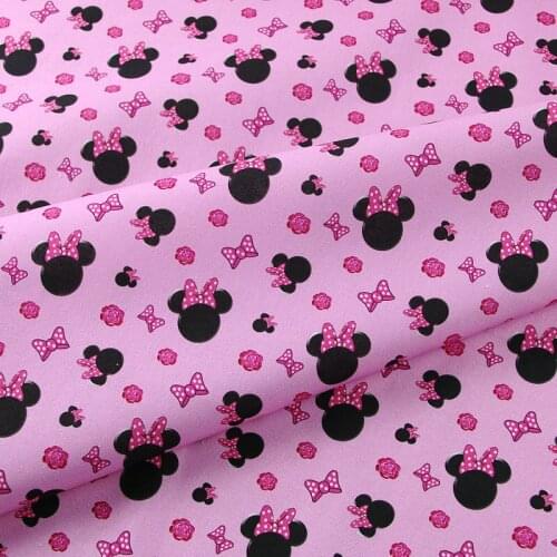 140CM Cartoon Pink Bowknot 100% Cotton Fabric for Kids Clothes Hometextile Backpacks Slipcover Cushion Cover DIY Material