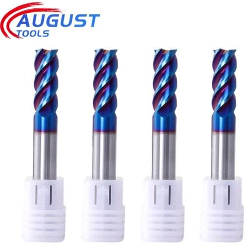 Augusttools Cutting HRC65 4 Flute freze ucu Metal Alloy Carbide Milling Tools Tungsten Steel Milling Cutter End Mill 10mm 12mm