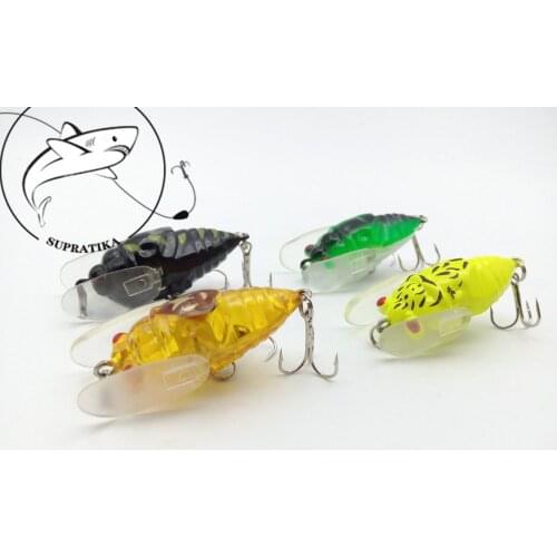 4pcs Cicada Bait Fishing Lure Isca Artificial Sea Fishing Bait 6g/40mm Popper Floating Topwater Wobblers Insect For Lake River
