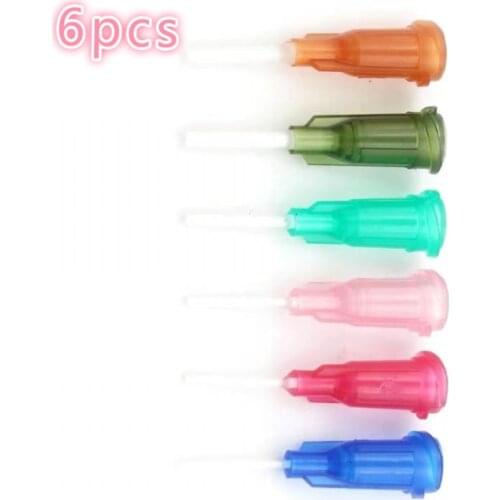 6pcs Precision Tips Liquid Dispenser Syringe Needles Tips14/15/18/20/22/25GGauge Tips Glue Dispensing