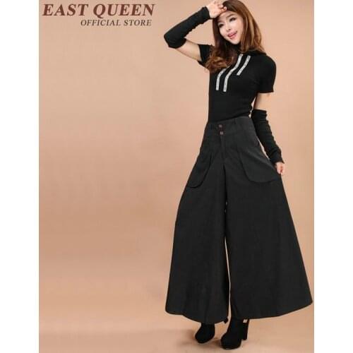Palazzo culotttes femme wide leg pants women female loose baggy ladies elegant social office business pants trousers AA3006