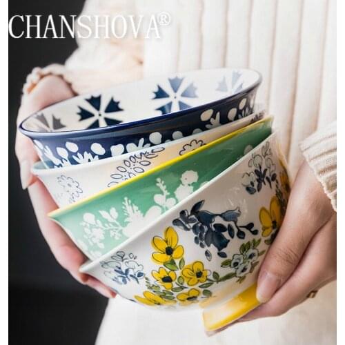 CHANSHOVA Ceramic ramen soup bowl personality Hand Painted salad Dessert bowl China Porcelain H668