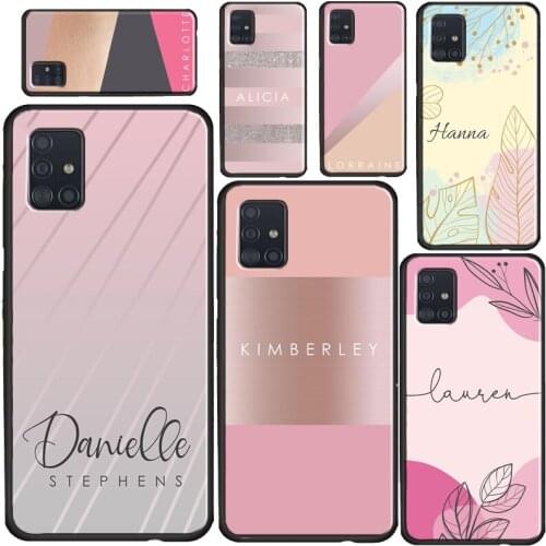 PERSONALISED name initial Pink Case For Samsung Galaxy A50 A70 A40 A10 A21S A20e A11 A31 A41 A51 A71 A12 A32 A42 A52 A72