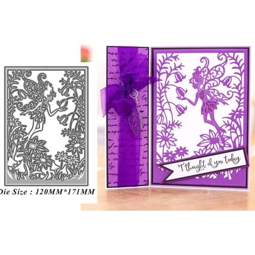 Flowers Fairy Openwork Hollow Frame Metal Cutting Dies Stencil Scrapbooking Embossing 2021 New Christmas Craft Dies Diy Molds